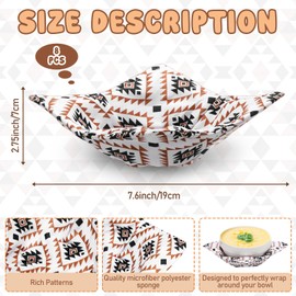 FoldTier 8 Pcs Microwave Bowl Cozy Holders, Western Aztecs Party Favor Reusable Hot Pads Soup Bowl Potholders Heat Resistant Grips Housewarming Gifts Kitchen Accessories for Hot Food Plates