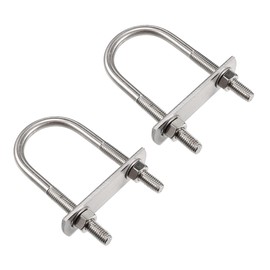 sourcing map Pack of 2 M8 round U-bolts, U-bolts, U-bolts, 42 mm, inner width 100 mm, length, steel U-bolt with nuts, frame plate for pipe roof box attachment