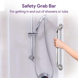 24 Inch Grab Bars for Bathtubs and Showers - Chrome Knurled Bathroom Safety Rail Handle - Non Slip Textured Grip Handicap Grab Bar for Seniors, 250 lbs Weight Support Capacity