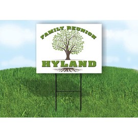 HYLAND FAMILY REUNION GR TREE 18 in x 24 in Yard Sign Road Sign with Stand, Double Sided