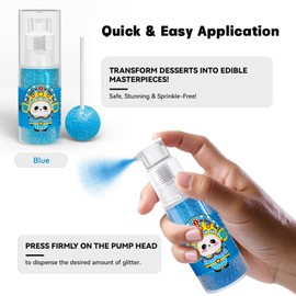 Blue Edible Glitter Spray, 10g Food Grade Cake Glitter, Edible Glitter for Cocktails, Edible Shimmer Powder for Drinks, Cupcakes, Strawberries, Chocolate