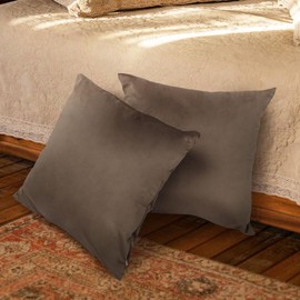 Betadistor Coffee Velvet Cushion Covers 45 x 45 cm (Pack of 2) Cushion Cover Decorative Square Throw Pillow Case for Sofa Living Room Couch with Invisible Zipper, Coffee, 516-0337