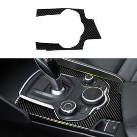Car Gear Shift Cover Sticker Carbon Fiber Decal Trim Center Console Panel Trim Wrap fits for Alfa Romeo Giulia 2016 2017 2018 2019 Accessories - Stelvio NOT FIT