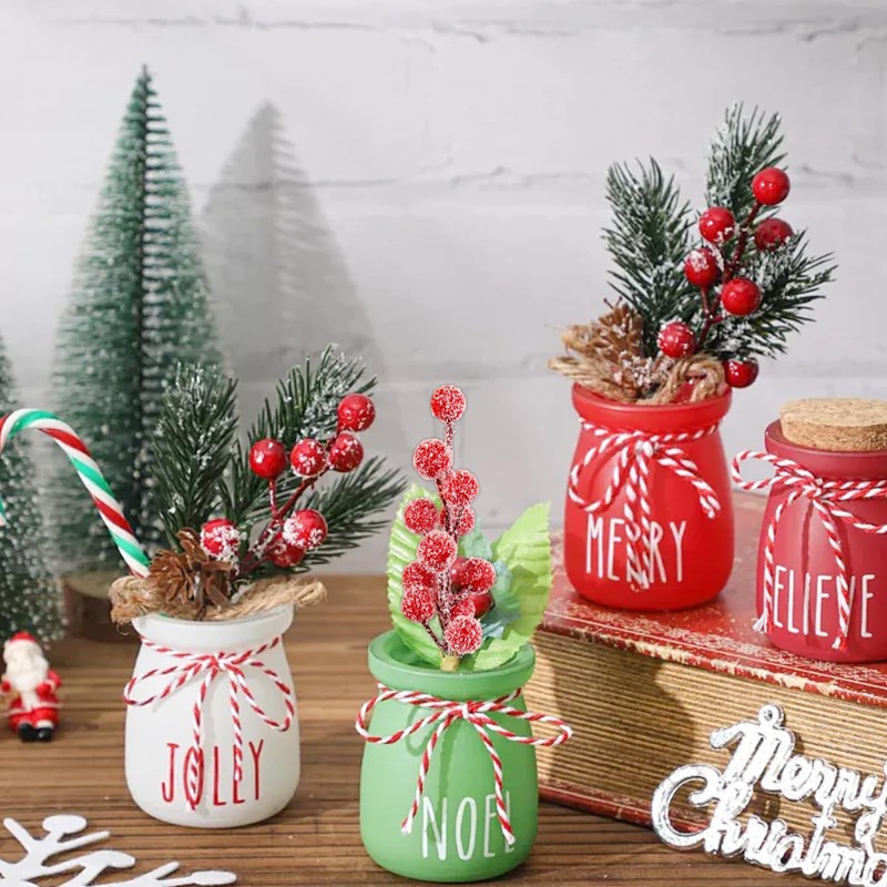 OMIGA 24 Pcs Christmas Berry Decorations 8.6 inch Length Holly
