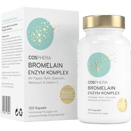 Bromelain High Dose 5000 FIP - 6-in-1 Pineapple Enzyme Complex with Papain, Quercetin, Frankincense, Rutin & Vitamin C - 120 Gastric Juice-Resistant Capsules (2 Months) - Vegan & Made in Germany by COSPHERA