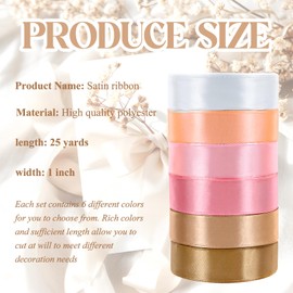 NACHLYNN 150 Yards Rose Gold Satin Ribbon 1 inch Wide Polyester Fabric Ribbon Use for Gift Wrap Wedding Bridal Baby Shower Bows Decor Flower Bouquet Crafts