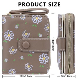 Farcauo Women's Purse with Flower Design with ID Compartment and Card Sleeves Small Wallet, #E Brown Flower Wallet Women, Classic