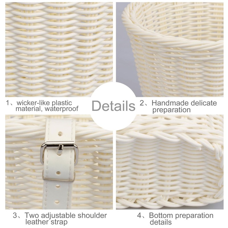 MEISO Front Bicycle Basket for Children, Woven Bicycle Basket with