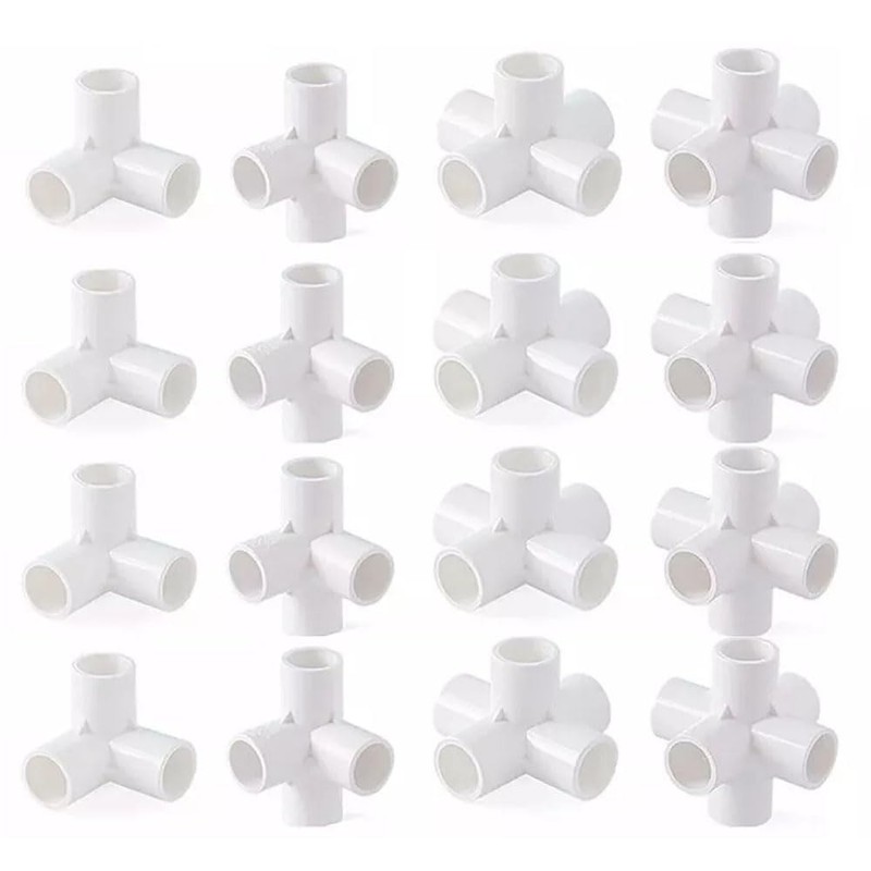 4pcs 1/2" 3/4" 1" 1.2" 1.5" PVC 3/4/5/6-Way Elbow Connector