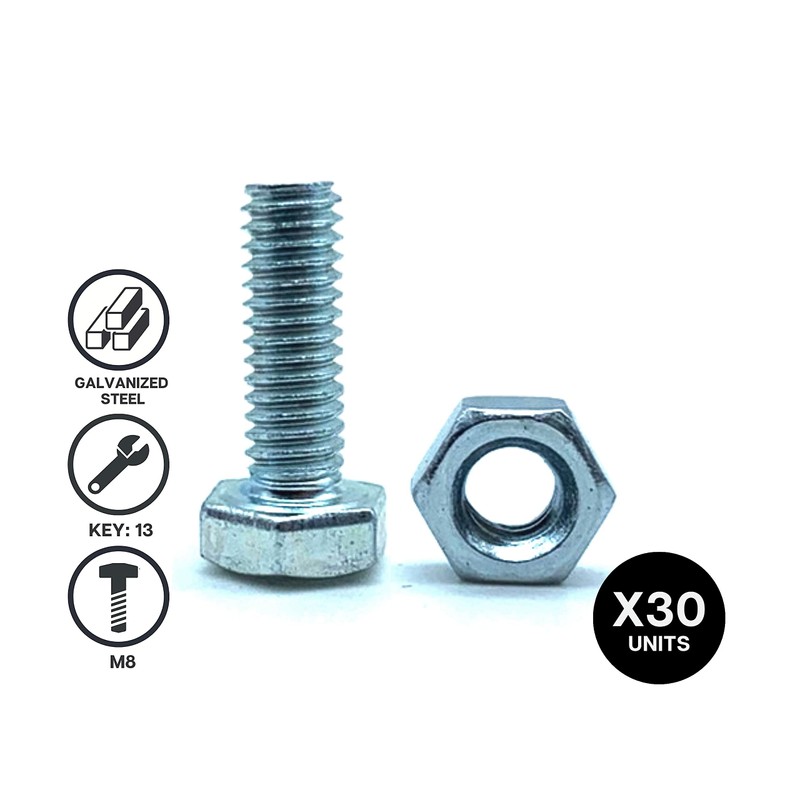 DOJA INDUSTRIAL Hex Screws and Nuts Set, 8 x 40