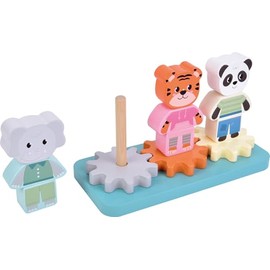 Small Foot Gioco da impilare con Ruota dentata Jungle Friends, Giocattolo di motricità di Alto Valore in Legno FSC® 100% Certificato, dai 12 Mesi, 12762