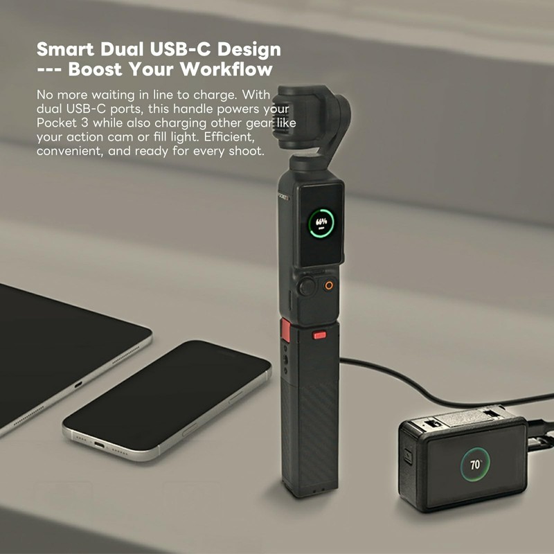 Metal Battery Charging Handle for DJI Osmo Pocket 4 3/Xtra