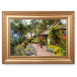 Meal Times by Peder Mork Monsted Framed Size:22x30 inches,Image Size:16x24 inches,Gold Frame The World Classic Art Reproductions,Wall Art for Home Decor