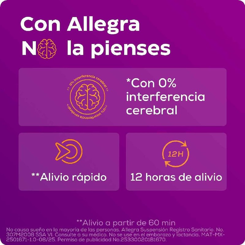 Suspensión pediátrica Allegra 150ml – Alivia estornudos y ronchas en