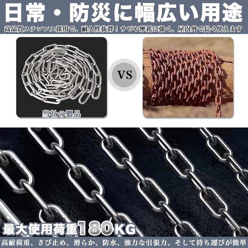 REIYAIBA Strong 304 Stainless Steel Chain, Diameter 0.08 / 0.2