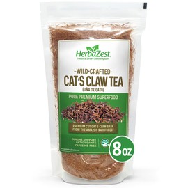 HerbaZest Cat's Claw Tea (Uña de Gato) - 8oz (225g) - Premium Wild-Crafted & 100% Pure Bark - Naturally Caffeine Free