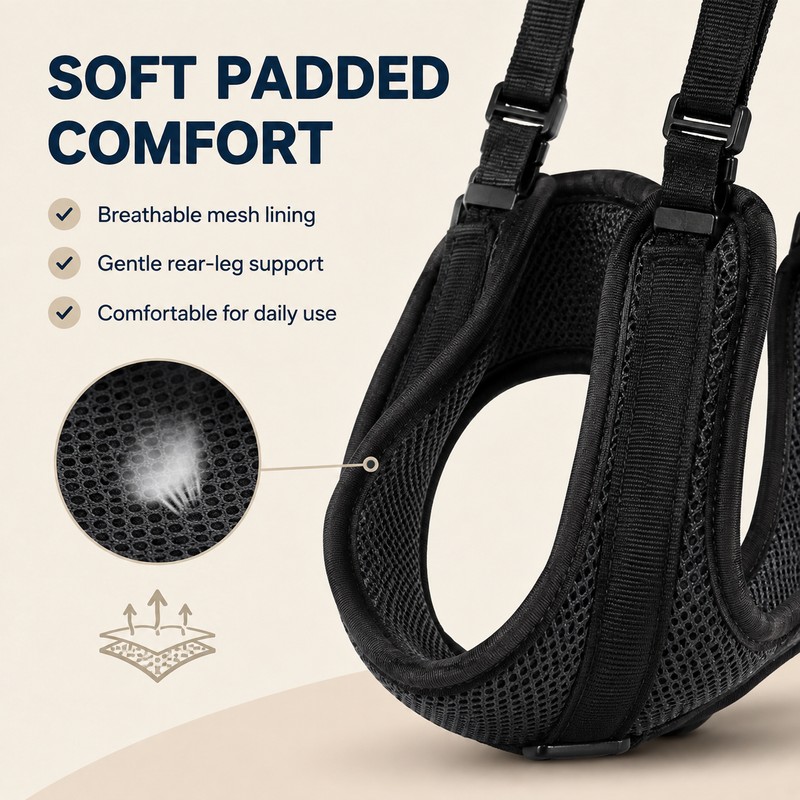Adjustable Dog Rear Leg Lift Harness – Padded Hind Leg