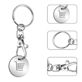 PlandleLee Metal Shopping Trolley Tool, Removable Shopping Trolley Key Chain, Shopping Chip Tool, Trolley Coin Keyring with Carabiner Hook