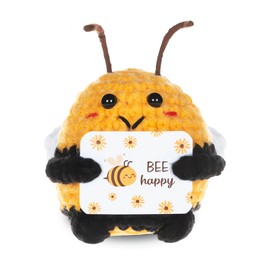 SNONESIY Bee Happy Bee, Bee Cuddly Toy, Bee Stuffed Toy, Bee Happy, Pocket Hug Bee Lucky Charm Gifts with Cards Can be Used for Family, Friends and Classmates