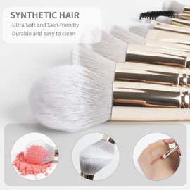 VIVID BEAUTY 18pc Makeup Brush Set with Luxuriously Soft Synthetic Hair, Wooden Handle, and Stylish Storage Case - Perfect for Flawless Makeup Application and Blending! (Grey)