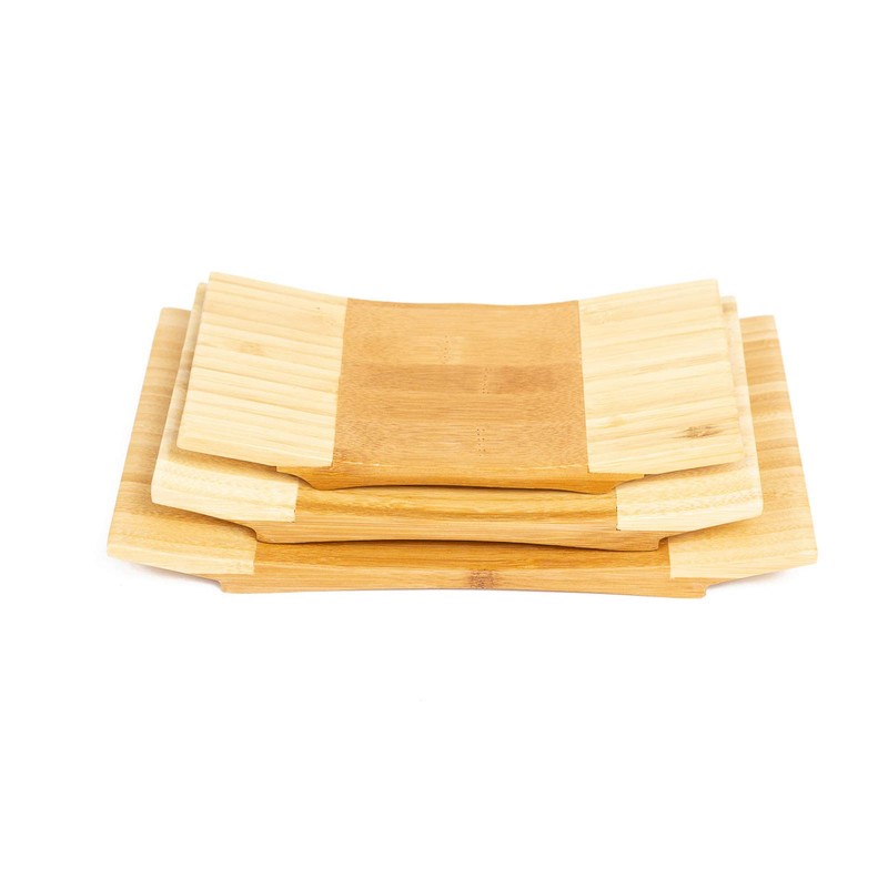 Asian Home Sashimi Sushi Bamboo Curve Serving Geta Plate -