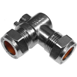 NPH 15mm Angled Isolating Valve Compression 90 Degree Elbow Chrome