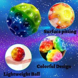 ZEPIQOR Pack of 3 Moon Ball, High Jumps Rubber Ball, Space Ball, Moonball, Planet Bouncing Balls, 7 cm Bounce Ball Bouncing Ball for Children, High Bounce Hole Ball, Moon Ball, Lava Ball