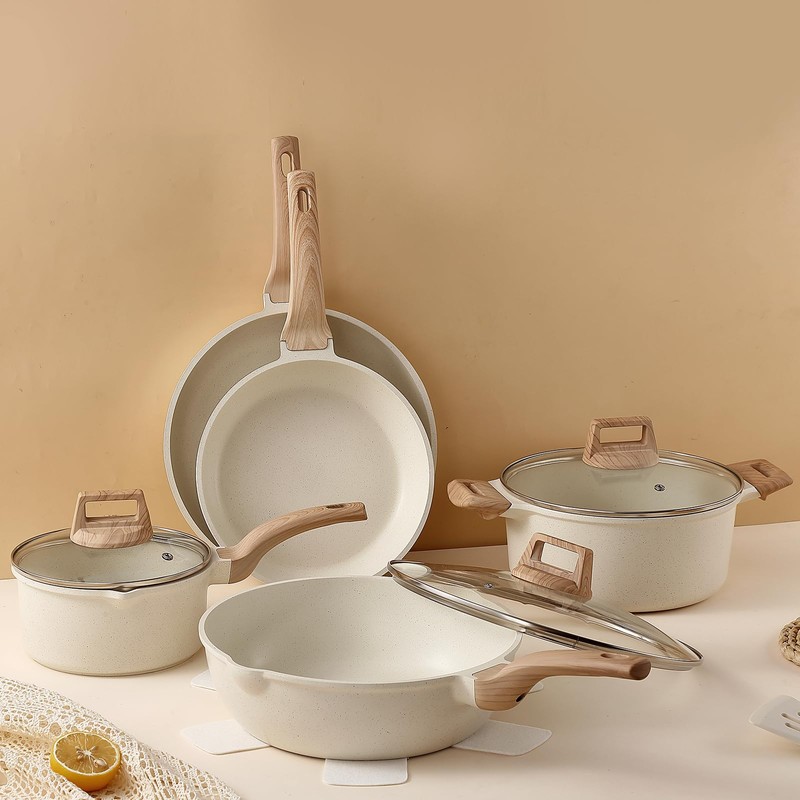 16 Pcs Pots and Pans Set for Kitchen, Nonstick Ceramic