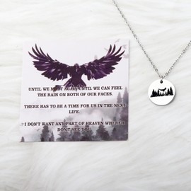 BLEOUK The Raven Necklace The Raven Jewelry Black Crow Gift Ravens Novels Lover Present Crow Gift Romance Bookish Stuff (DON'T SEE YOU)