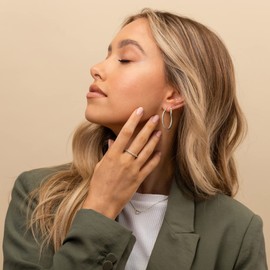 PAVOI 14K White Gold Plated Rings Cubic Zirconia Band | Marquise Milgrain Eternity Bands | White Gold Rings for Women Size 8