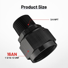 EVIL ENERGY 16AN Female to 3/4 NPT Pipe Swivel Adapter Fitting Black Aluminum