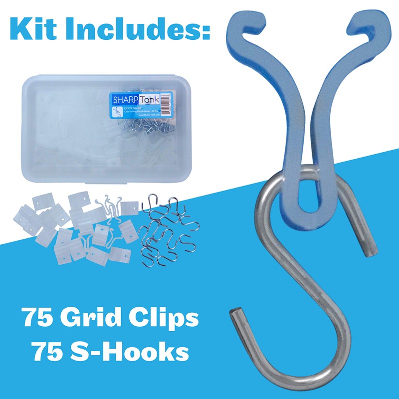 SHARP TANK Clear Grid Clips with Drop Ceiling Hooks for