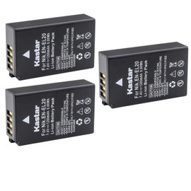 Kastar Battery (3-Pack) for EN-EL20 EN-EL20a, Coolpix P950, Coolpix P1000, Coolpix A, 1 AW1, 1 J1, 1 J2, 1 J3, 1 S1, 1 V3, DL24-500, Blackmagic Pocket Cinema Camera