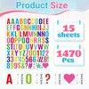 1470Pcs Letter Stickers Alphabet Stickers Vinyl Self Adhesive Mailbox Numbers,15