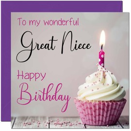 Great Niece Birthday Card for Women Men Pink Grey Cupcake Birthday Cards for Great Niece