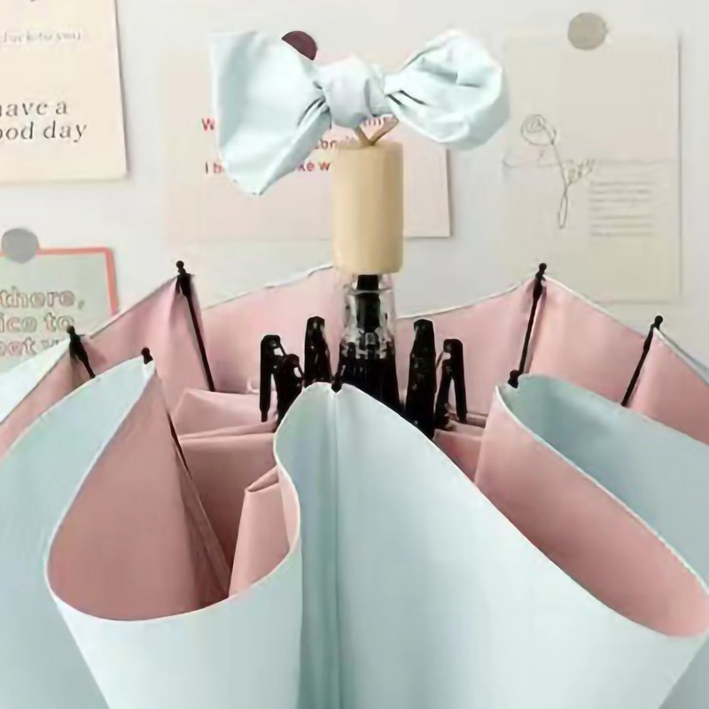 Folding Sun Umbrella UV Blocking Pure Color Black Rubber Sunscreen