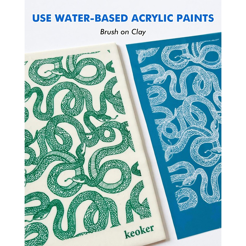 KEOKER Animal Print Silk Screen for Polymer Clay, Snake Pattern
