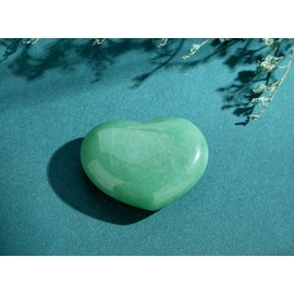 GUJOXILA 1.8" Green Aventurine Crystal Heart Crystals Gifts for Women Gemstones Ornaments Polished Nature Protection Reiki Balancing Spiritual Meditation Stones