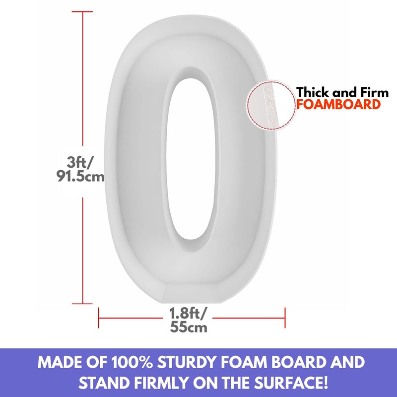 3FT Mosaic Balloon Frame Number 0 Pre-Cut Kit Thick Foam