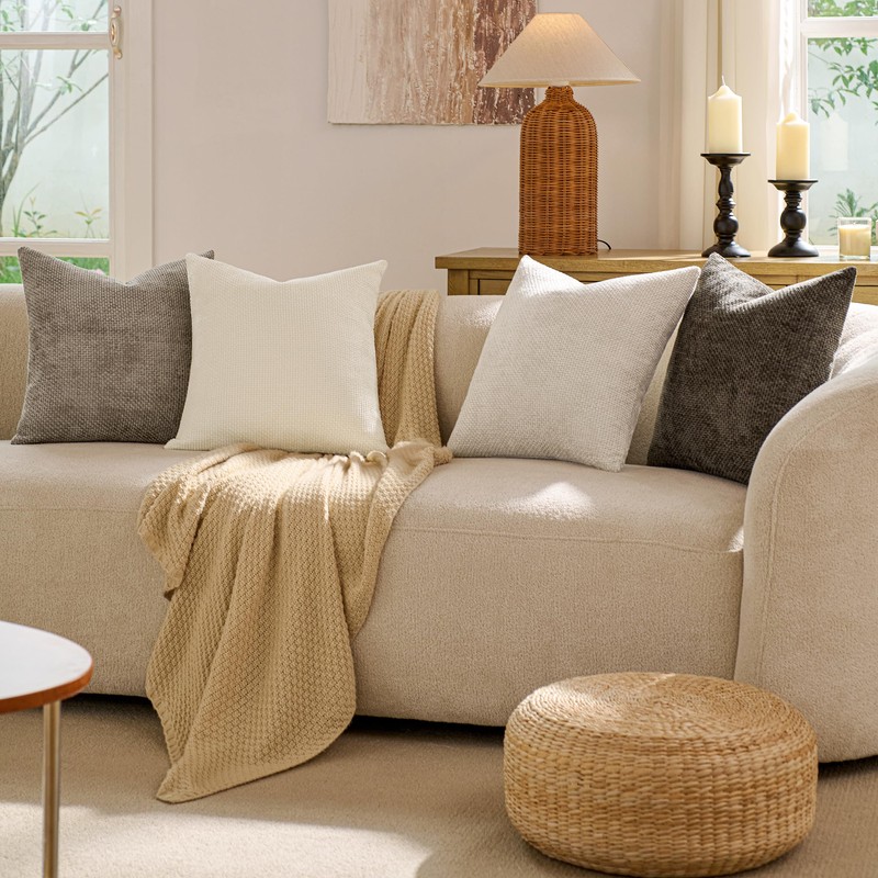 Throw Pillow Covers 18x18 Inch Pack of 4 Neutral Soft