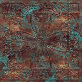 From Plain To Beautiful In Hours 337rp-24x24-10 Helena PVC 2' x 2' Lay-in or Glue-up Ceiling Tile (Covers / 40 sq.ft), Rustic Patina, 10