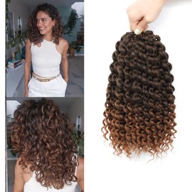 QIDESHENG GoGo Curl Crochet Hair 6 Packs Ocean Deep Wave Crochet Braids Hair 10inch Synthetic Curly Braiding Crochet Hair Extensions for Black Women (TB/30, 10inch)