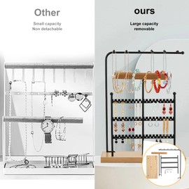 BigKing Jewellery Holder, Jewellery Organiser, Earring Stand, Watch Stand, T Bar Chain Holder, Jewellery Storage for Chains, Rings, Earrings