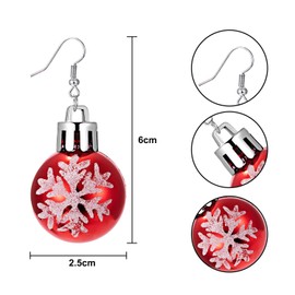 NAUZE 2Pairs Christmas Bulb Earrings Red Fashion Snowflake and Star Earrings Sequin Xmas Jewelry Gifts for Women Teen Girls