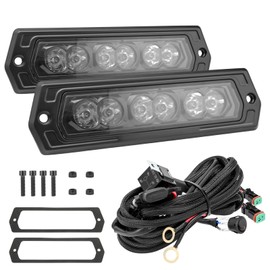 YCHOW-TECH Flush Mount LED Pods 2PCS 7 Inch 120W LED Work Light Spot Beam Driving Light Backup Light Reverse Light Grill Mount Light with DT Connect Wiring Harness Kit for Truck UTV ATV SUV Boat 4x4