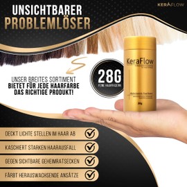 KERAFLOW Hair thickening fibres in dark brown, 28 g, hair thickener for hair loss, covers light thin hair and hairline, hair powder, hair fibres. 28G
