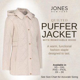 Jones New York Puffer Jacket Women's - Women Jacket Winter - Quilted Jackets for Women - Bone - Medium