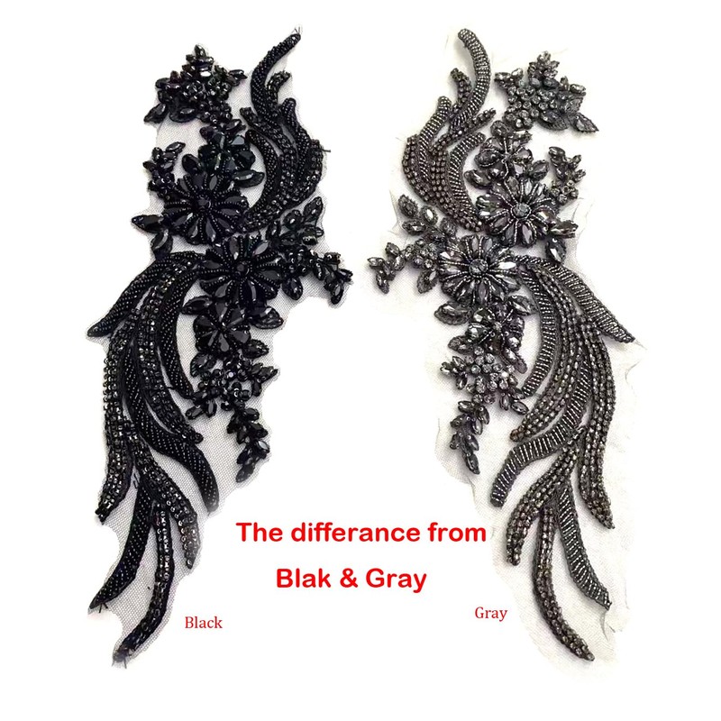Hand-Made Beaded Rhinestons DIY Clothing Appliques Patch,Beaded Applique for Wedding
