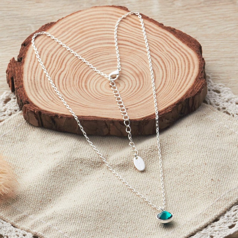 Philip Jones May (Emerald) Birthstone Necklace Created with Zircondia® Crystals