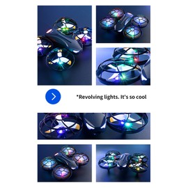 4DRC V16 Remote Control Drone with Dual Camera 4K WiFi FPV Aircraft Colorful LED Lighting 360 ° Surround Protection/Intelligent Hovering/Trajectory Flying 360 ° Flipping